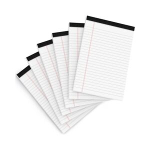 Legal Pads 5x8 Inch Writing Pads for Office Note Pads 5x8 for Work To Do List Notepad 30 Sheets 6 Pack Notebook Writing Pad Notepads for Grocery List Shopping List